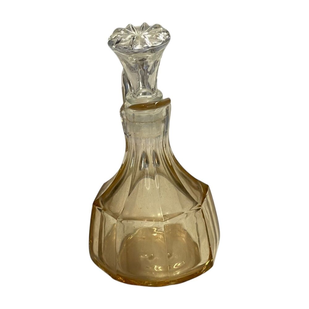 Vtg Brown Heavy Glass Decorative Serveware Handle Cruet with Stopper 6.5" Tall - Picture 2 of 8